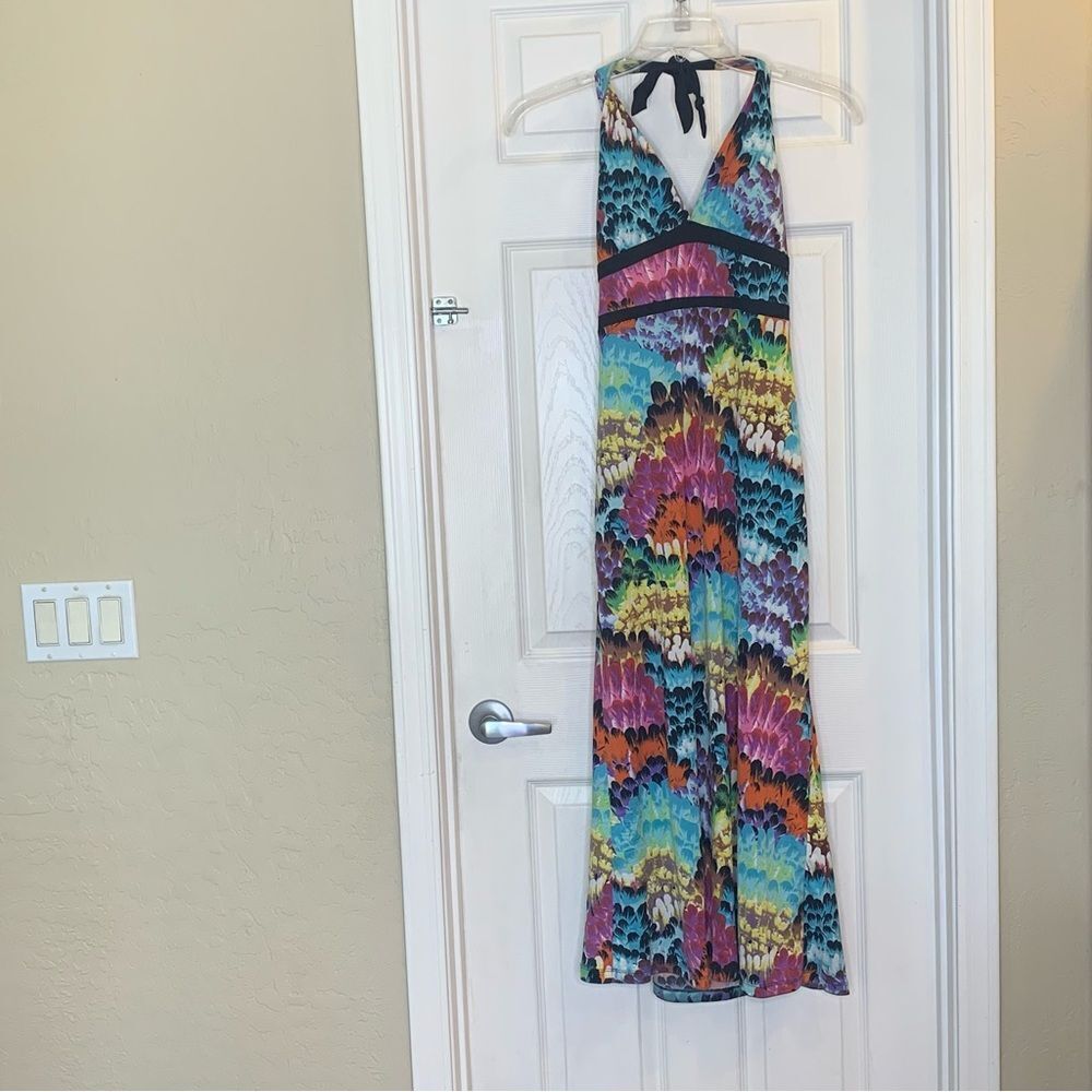 Catch My I Colorful Halter Maxi Dress Size Medium - Picture 7 of 8